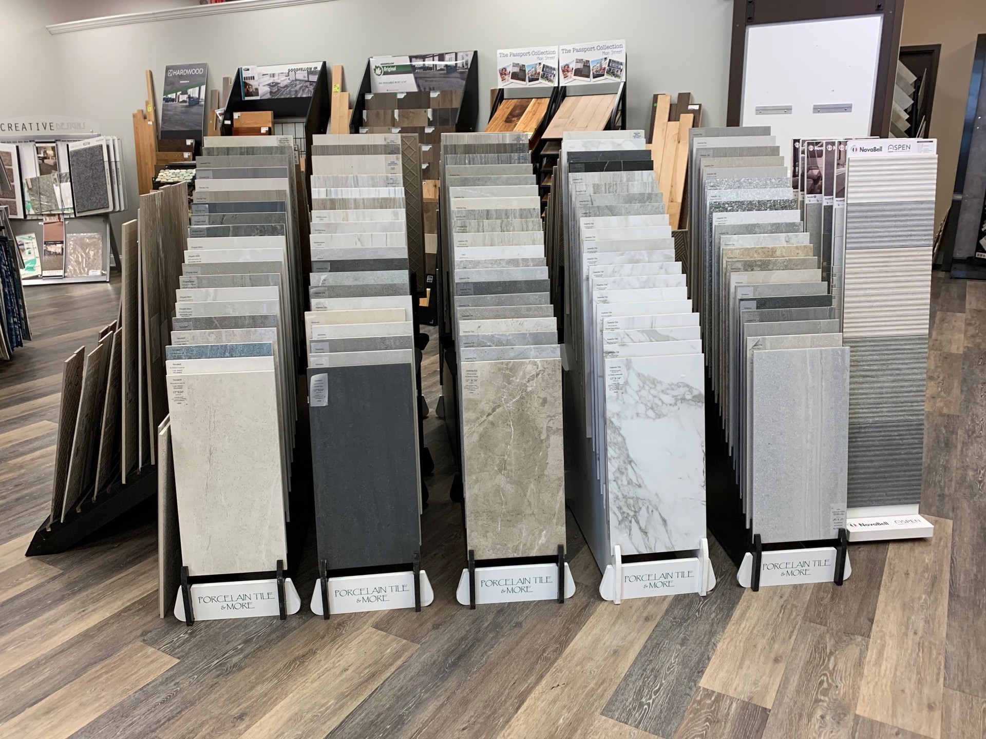 Tile samples in our showroom